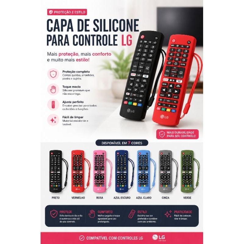 Capa Silicone Para controle TV L G  AKB74915305 À Prova Choque 7998-8