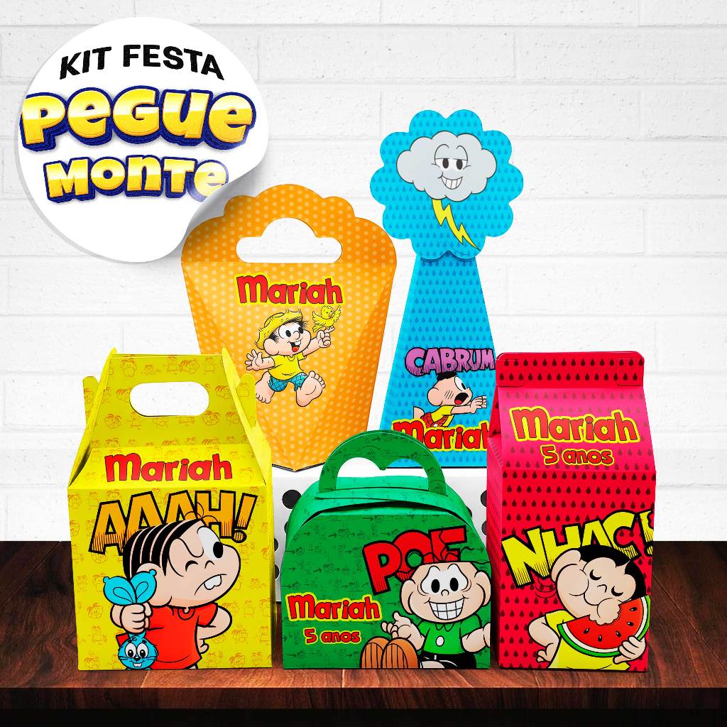 KIT Caixinha TURMA DA MÔNICA - Caixinhas para decoração e lembrancinha de aniversário - PEGUE E MONTE