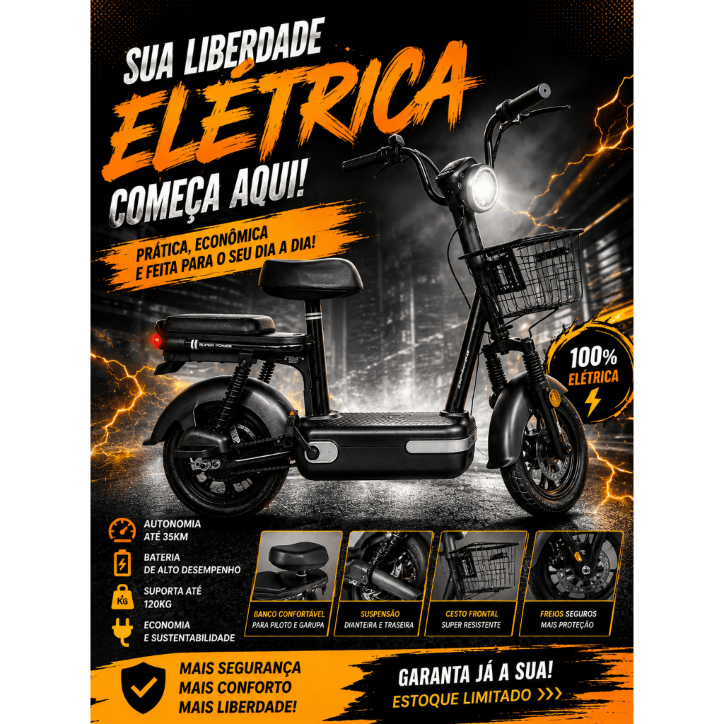 Motinha Elétrica DeMarche 400W Com USB Display Digital Scooter Elétrica Urbana