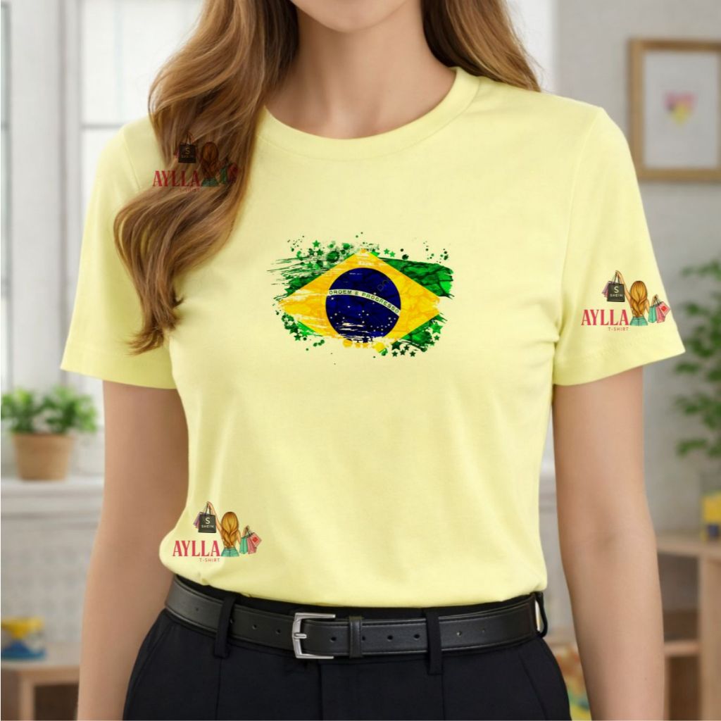 Tshirt COLORIDA Blusa feminina, BANDEIRA DO BRASIL, COPA DO MUNDO, BRASIL, SELEÇÃO BRASILEIRA,PLUS SIZE