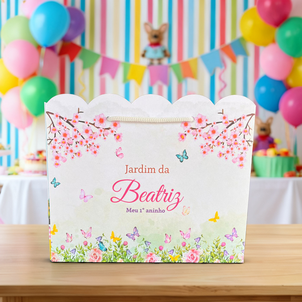 Sacola Personalizada Jardim das Borboletas | Sacolinha | Lembrancinha | Mimos | Aniversário