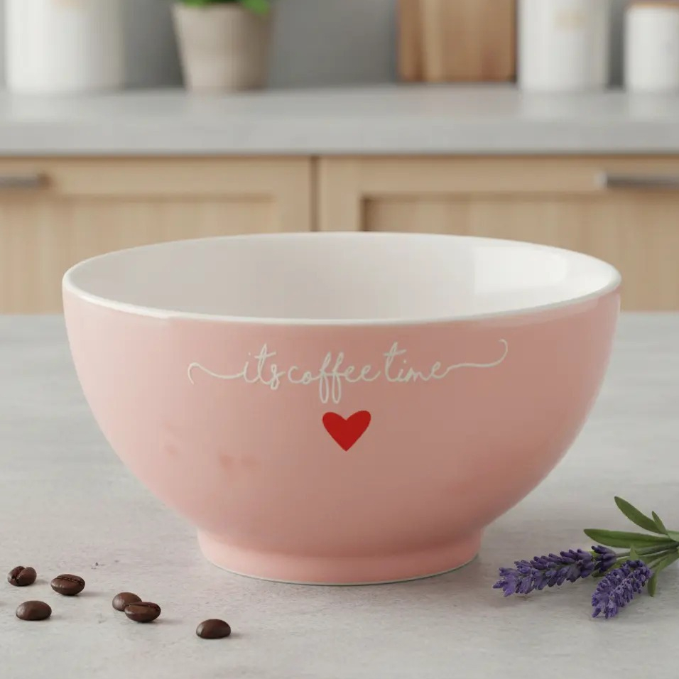 Tigela Bowl De Porcelana Lamour Rosa 440ml Hauskraft