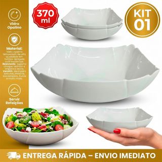 Tigela Travessa Bowl Quadradas Branca/ White Opaline 370ml