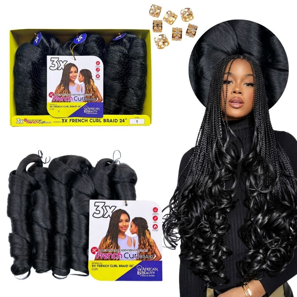 Aplique Cabelo Jumbo Para Tranças Pontas Onduladas French Curl African