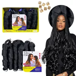 Aplique Cabelo Jumbo Para Tranças Pontas Onduladas French Curl African