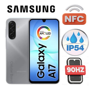 Celular Samsung A17 128Gb 4Gb Ram NFC IA 4G Tela Super Amoled 90Hz IP54 Câmera Tripla 50MP NOVO