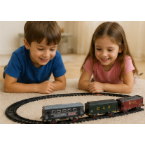 Trem Locomotivo Infantil Com Luz Trilhos E Vagões