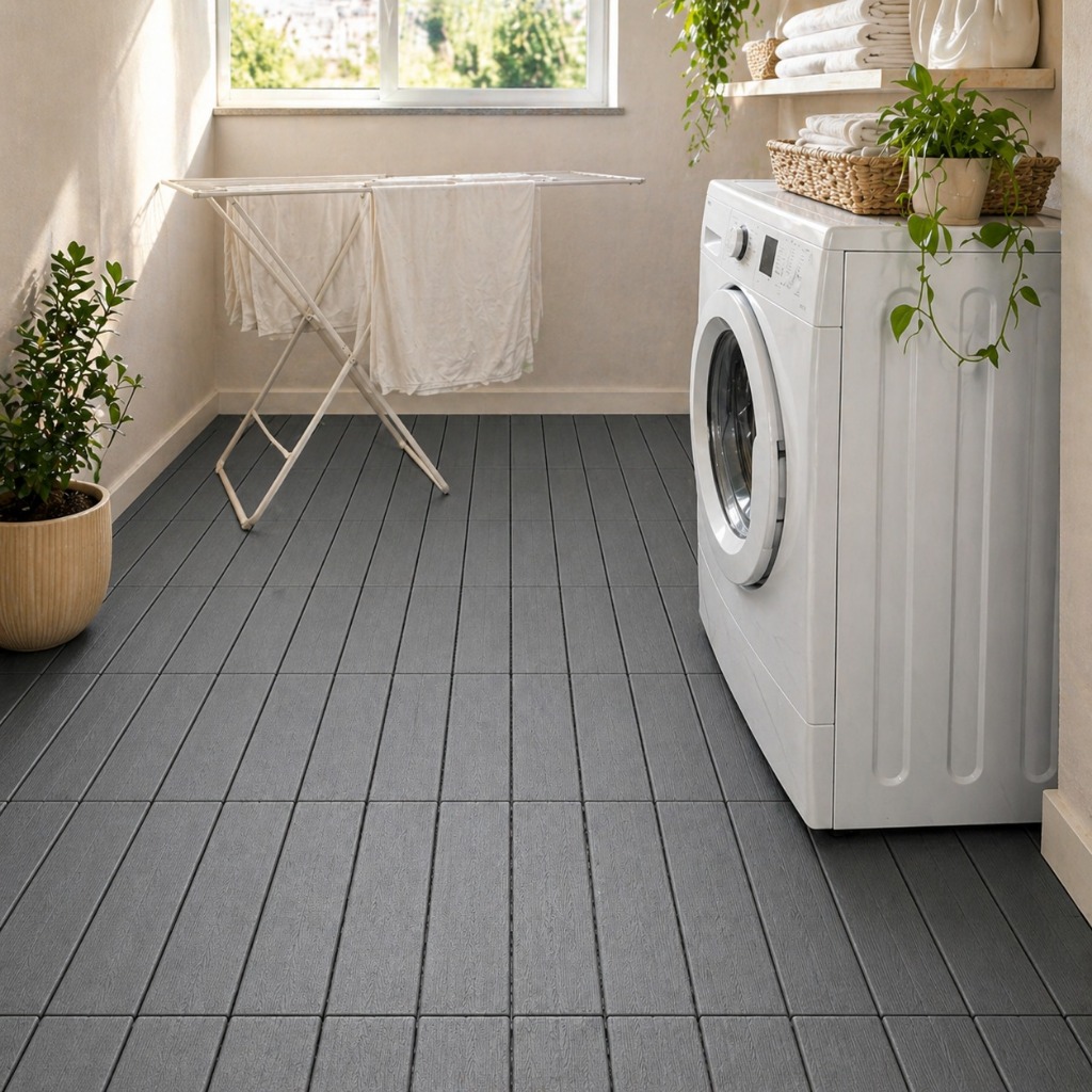 Kit 9 Deck Modular Antiderrapante 30x30 PP Imita Madeira Piso Plástico Encaixe Piscina Varanda Box