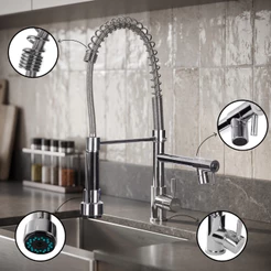 Torneira Cozinha Gourmet Flexível 50cm Premium Monocomando Aço Inox