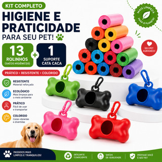 Kit 13 Rolinhos Refil Cata Caca Higienico e 1 Suporte Pet