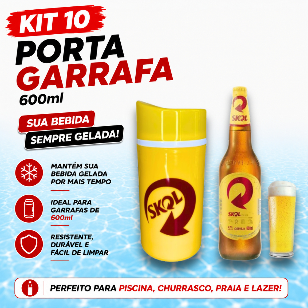 Kit 10 Porta Garrafa Suporte 600ml Marcas Skol Cerveja Personalizada