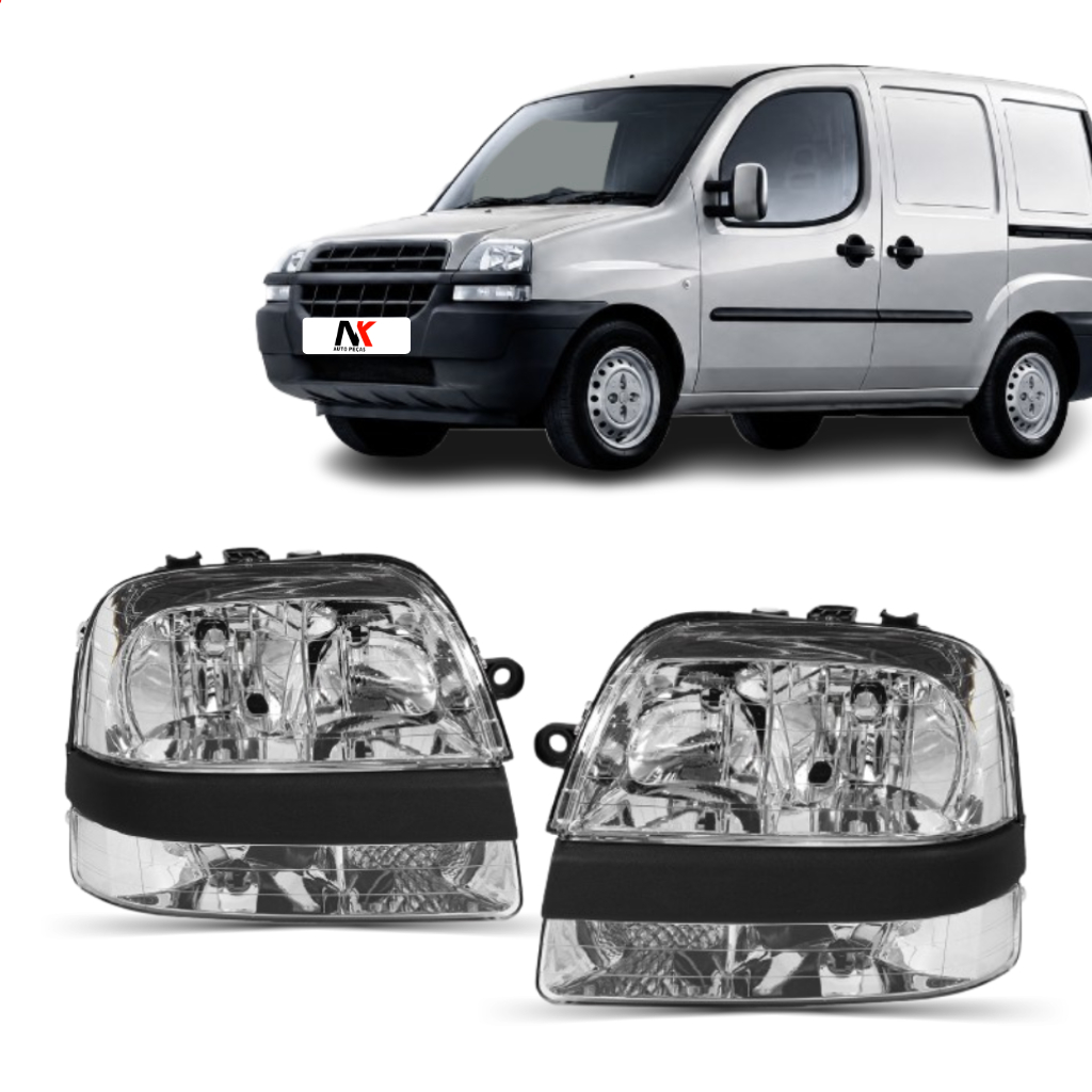 Par/ Un Farol Doblô 2001 2002 2003 2004 a 2008 Com Auxiliar Cromado