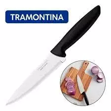Faca para Cozinha Tramontina Plenus com Lâmina em Aço Inox e Cabo de Polipropileno Preto 6,7 ou 8"