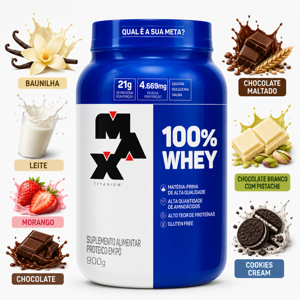100% Whey Pote 900g Max Titanium