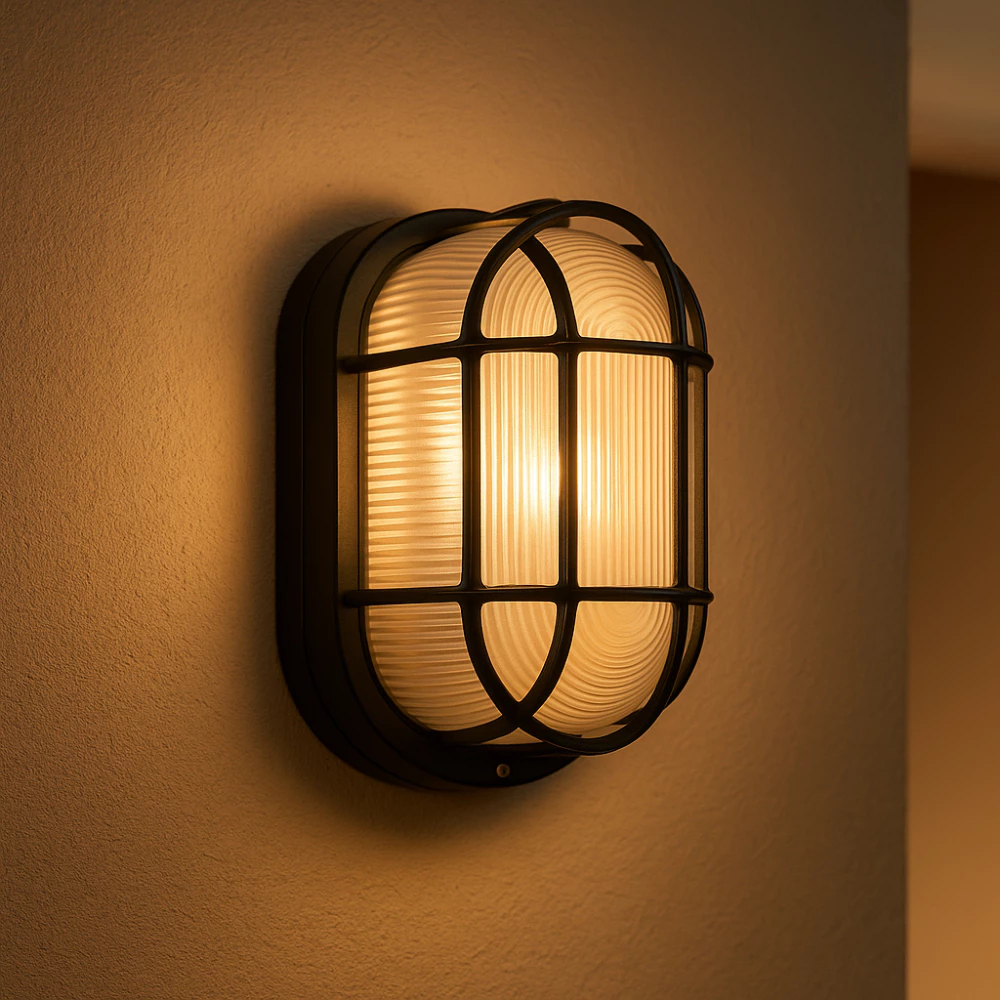 Luminária Tartaruga Oval Ben Lux Preta Arandela Externa Sobrepor Parede