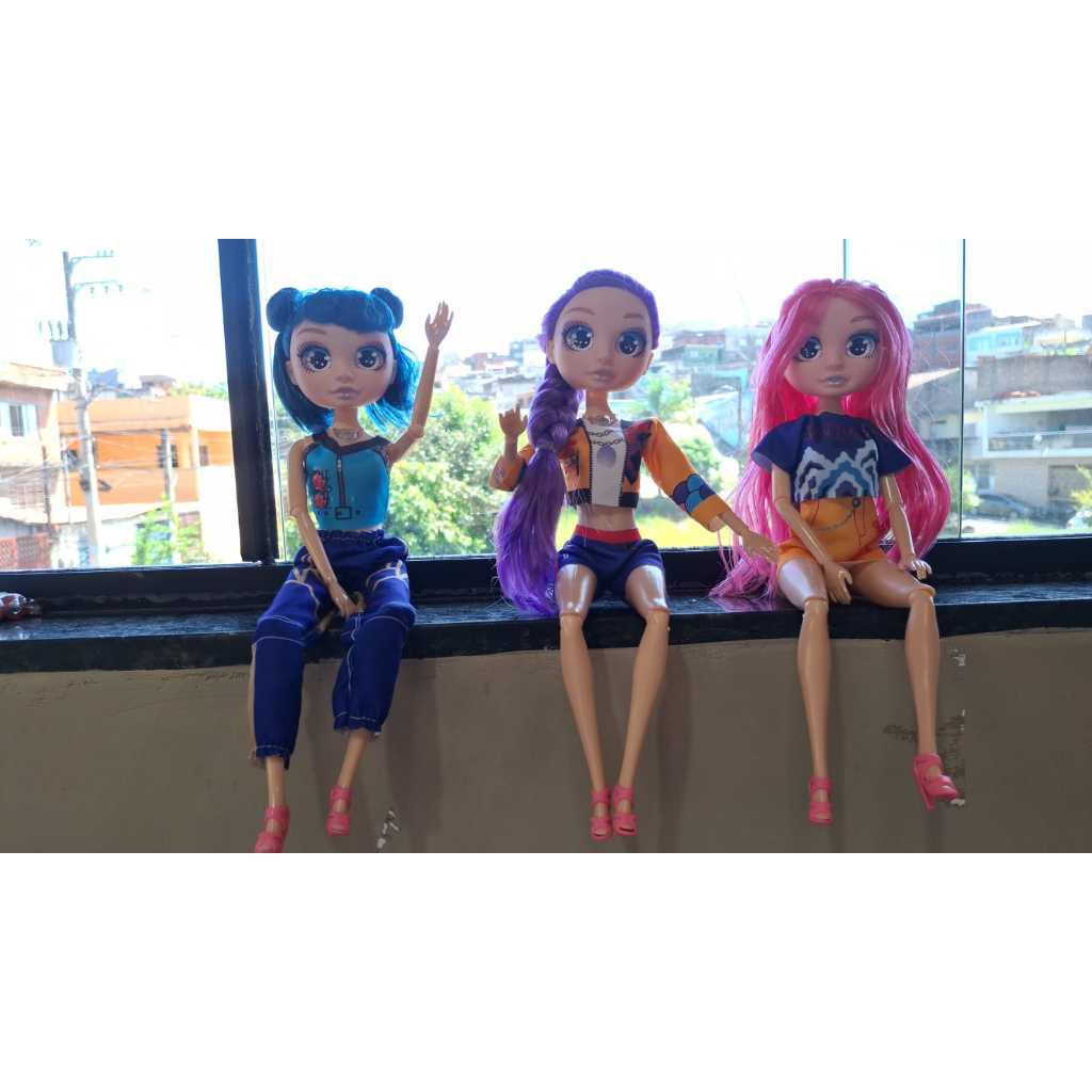 KIT 3 Boneca K-Pop Musical Articulada OLHOS DE VIDRO  30 Cm Guerreiras Do K-Pop Mira Rumi Zoe