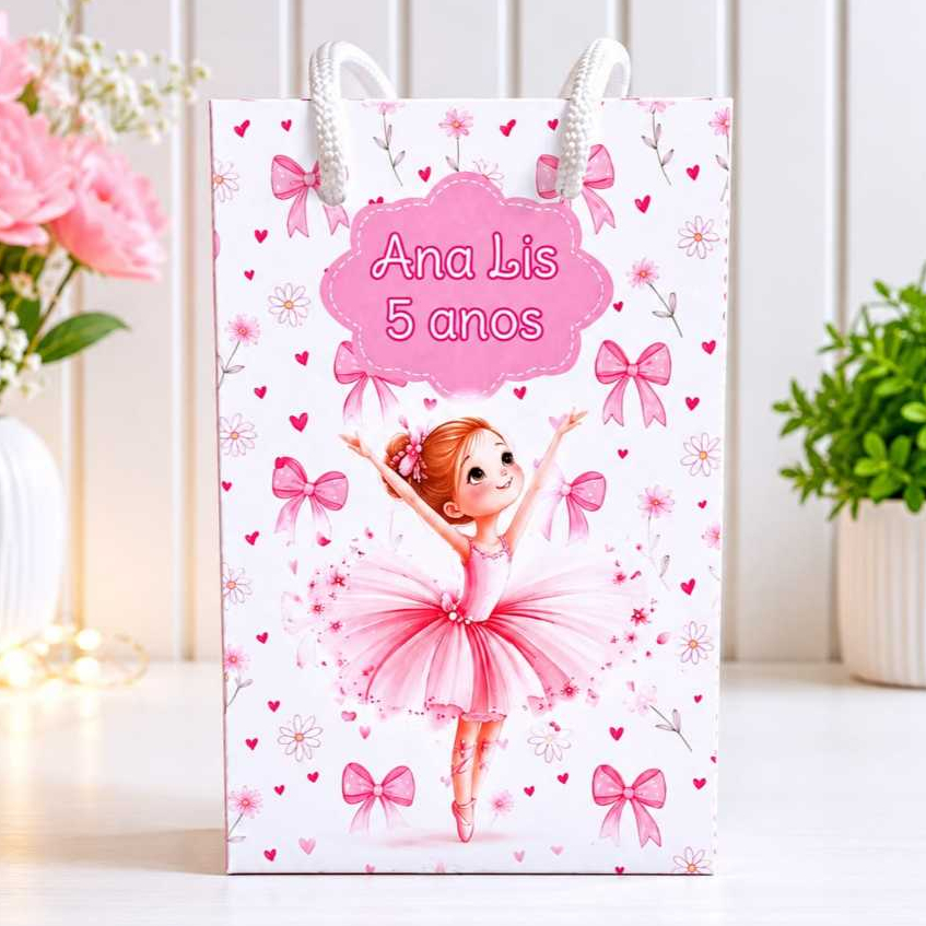 Sacolinha Personalizada Bailarina Lembrancinha de Festa Aniversário