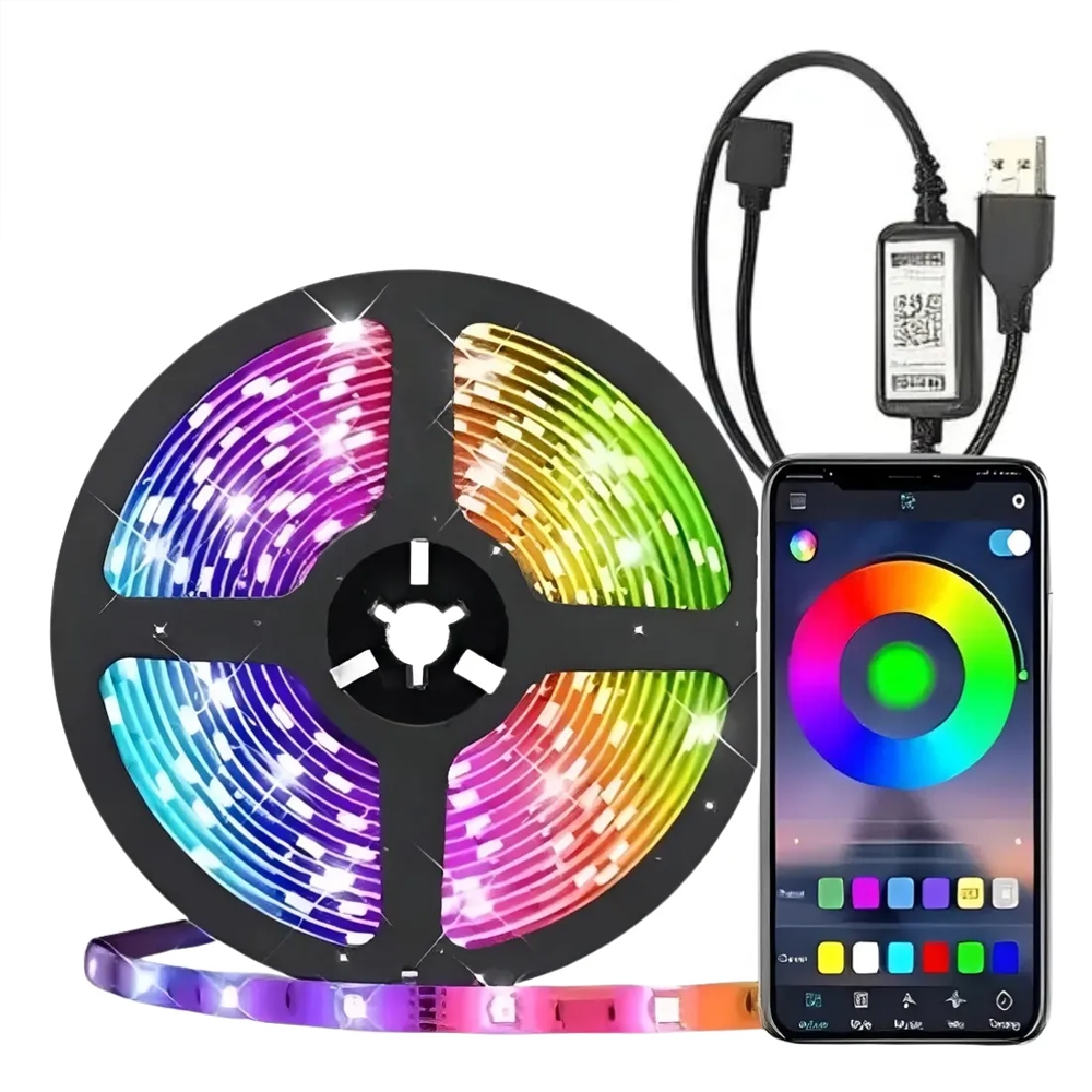 Fita LED RGB 5M Bluetooth com Ritmo Musical Kapbom KAP-5050P