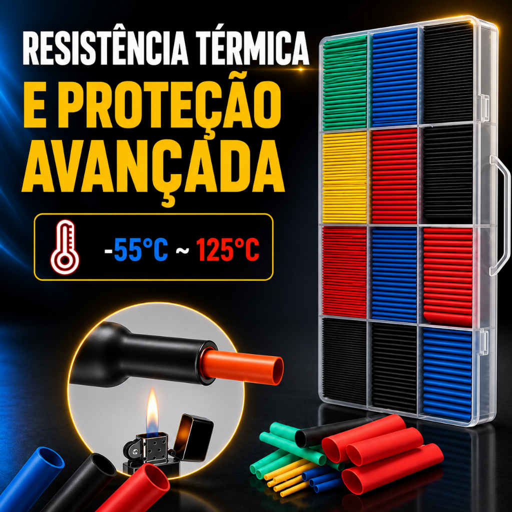 Kit Espaguete Termo Retrátil 560 Peças Colorido Com Estojo Kit Tubo Termorretrátil 560 Peças Colorido Com Organizador