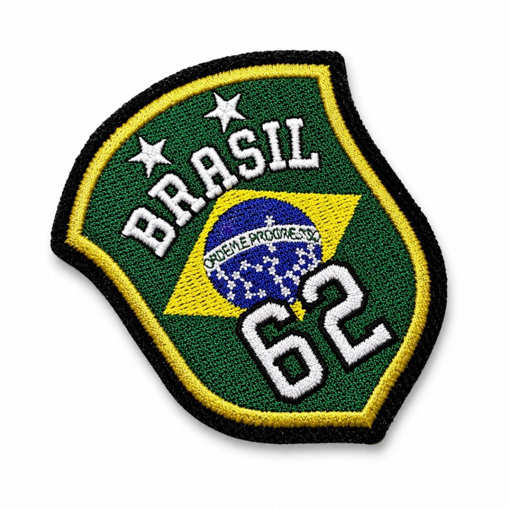 TBR092-075A Patch Bordado Brasil 1962 Seleção Brasileira Futebol Vintage Termo Adesivo