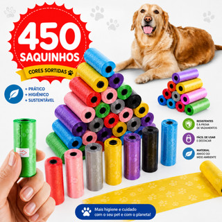 Kit 450 Saquinhos Cata Caca Coco Cachorro Refil Higiênico Pet