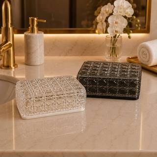 Saboneteira Luxo com Tampa Porta Sabonete Organizador para Banheiro Lavabo Decoração Moderna