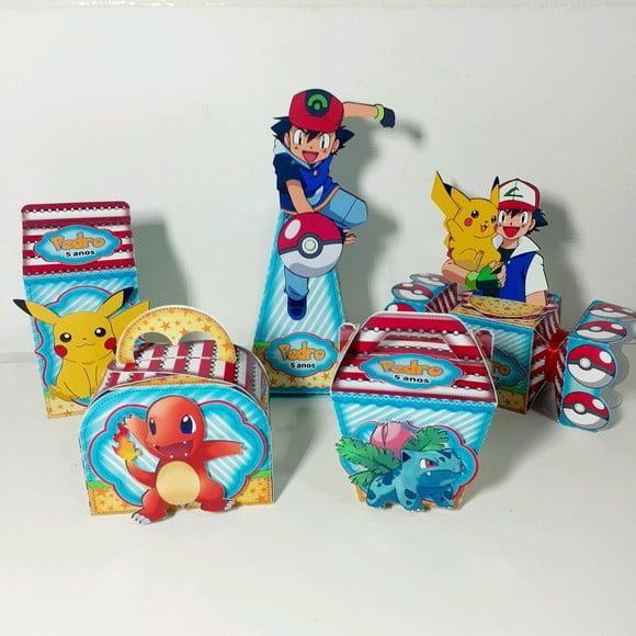 Kit Caixinhas Personalizadas - Pokémon - Pikachu - Ash - Lembrancinhas - Aniversário