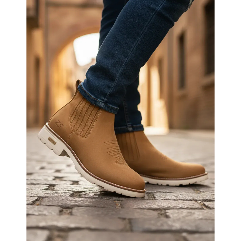 Botina Zebu Mustang Sela Sola Branca Bota Cowboy Masculina Para Pecuária E Montaria