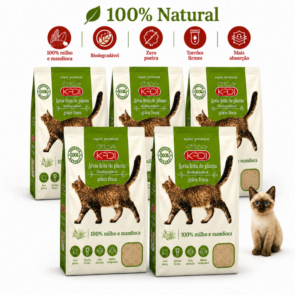 Areia Biodegradável Zero Poeira Alta Absorção  + Brinde 8, 10 e 12kg