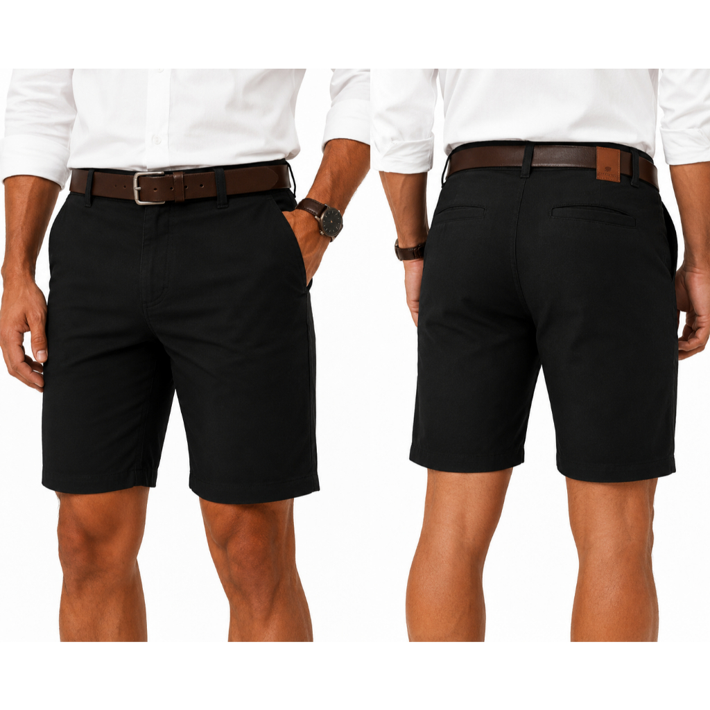 Bermuda Masculina Alfaiataria Sarja Sport Fino, BOLSO EMBUTIDO, Com Lycra Tecido Premium