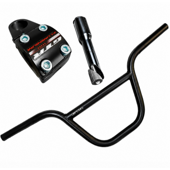 Guidão Alto De Bicicleta BMX Cross Free Style 22,2mm Sorriso + Mesa Suporte GTR Monaco Bike + Adaptador Aço