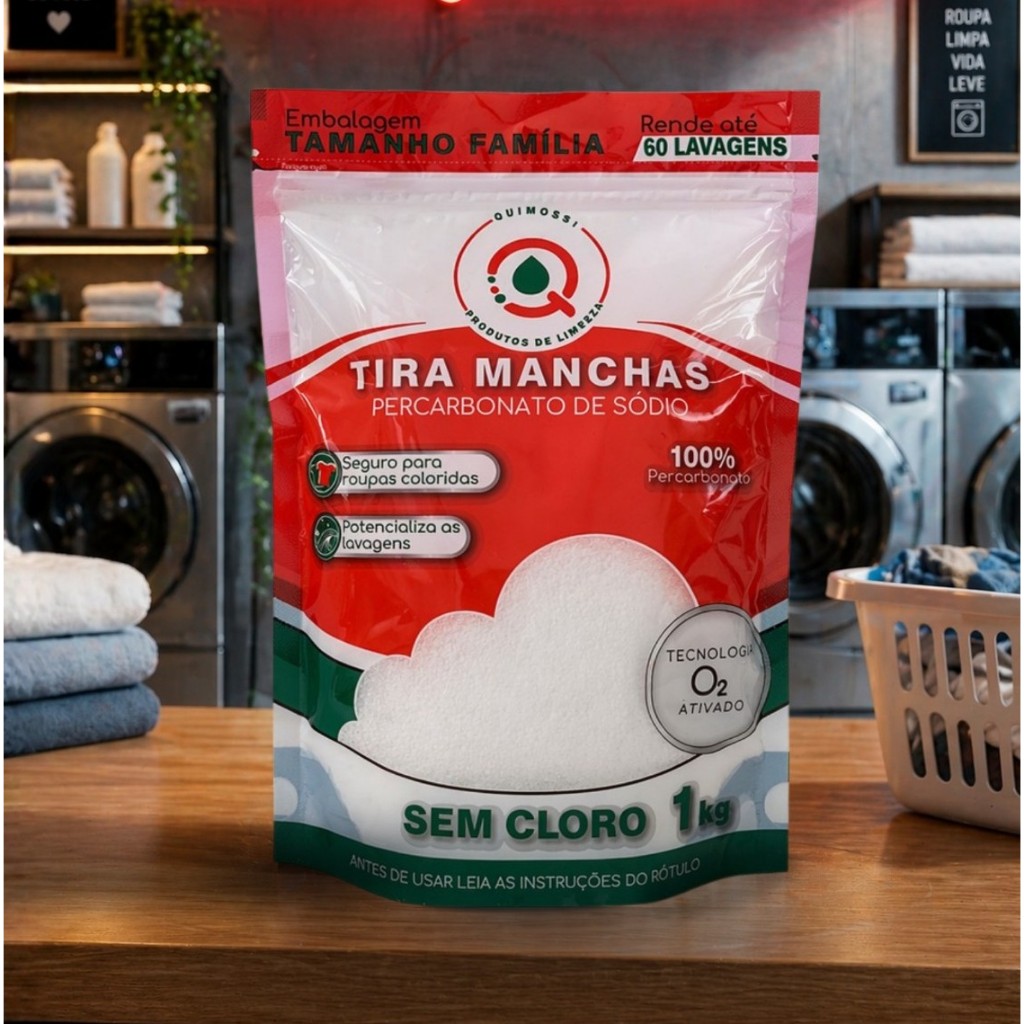 Percarbonato 1kg Quimossi Pó Tira Manchas Sem Cloro Roupas Brancas E Coloridas e muitas outras utilidades.100 %