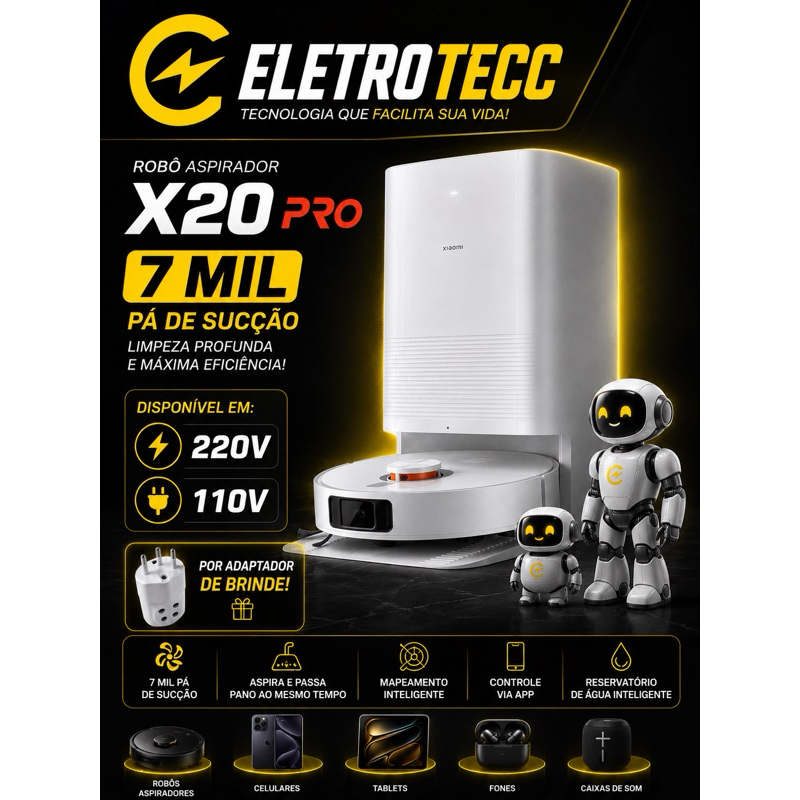 Aspirador Xiaomi Mi Robot Vacumm X20 Pro D102GL / 220V - Branco