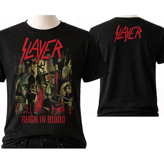 Camiseta Slayer Reign In Blood - Camisa Básica Rock Metal Algodão Confortável Estilo Streetwear Masculino