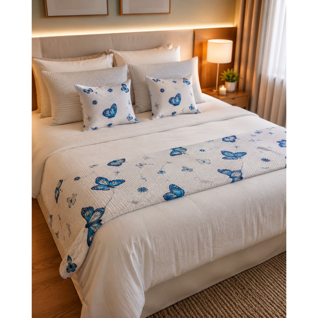 KIT PESEIRA CAMA POSTA COM 2 ALMOFADAS DECORATIVAS  CHEIAS CASAL QUEEN KING OU SOLTEIRO
