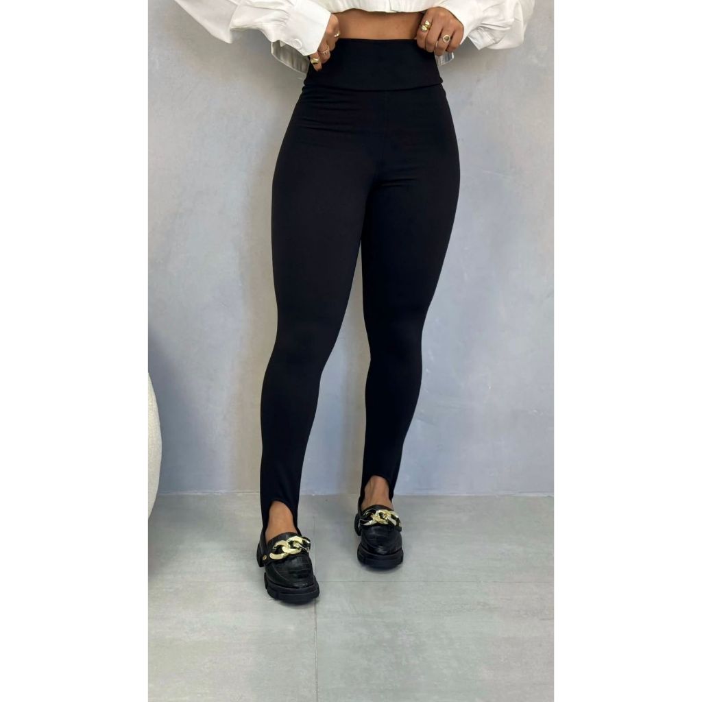Calça Legging Pezinho Feminina Forrada Montaria Cintura Alta