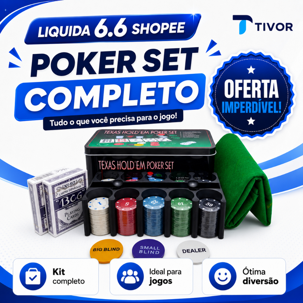 Kit Poker Texas Holdem Semi Profissional Completo 200 Fichas
