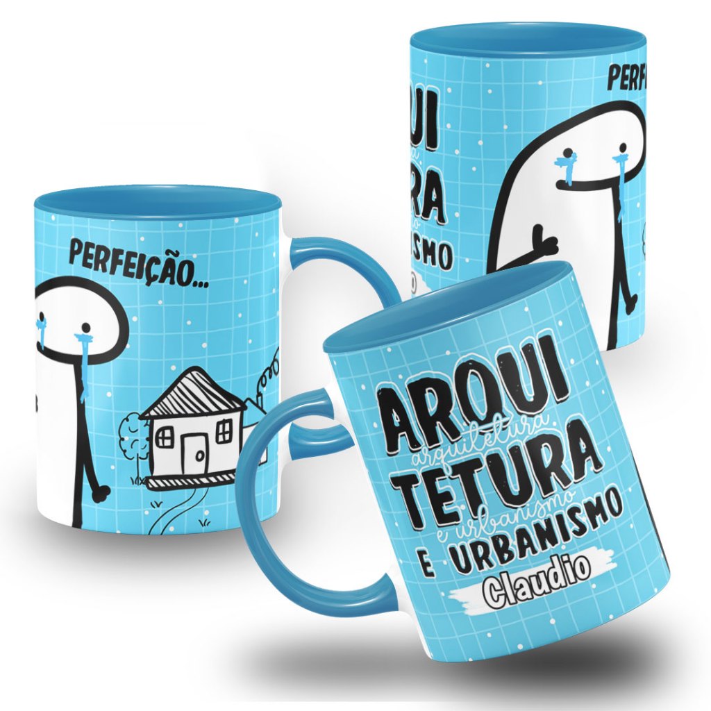 Caneca Arquitetura e Urbanismo Personalizada com Nome - Colorida
