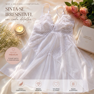 CAMISOLA TULE COM RENDA TAMANHO P