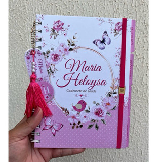 Caderneta Saúde Personalizada Menina Flor Borboleta Caderneta Vacinação Bebê FAZEMOS QUALQUER TEMA