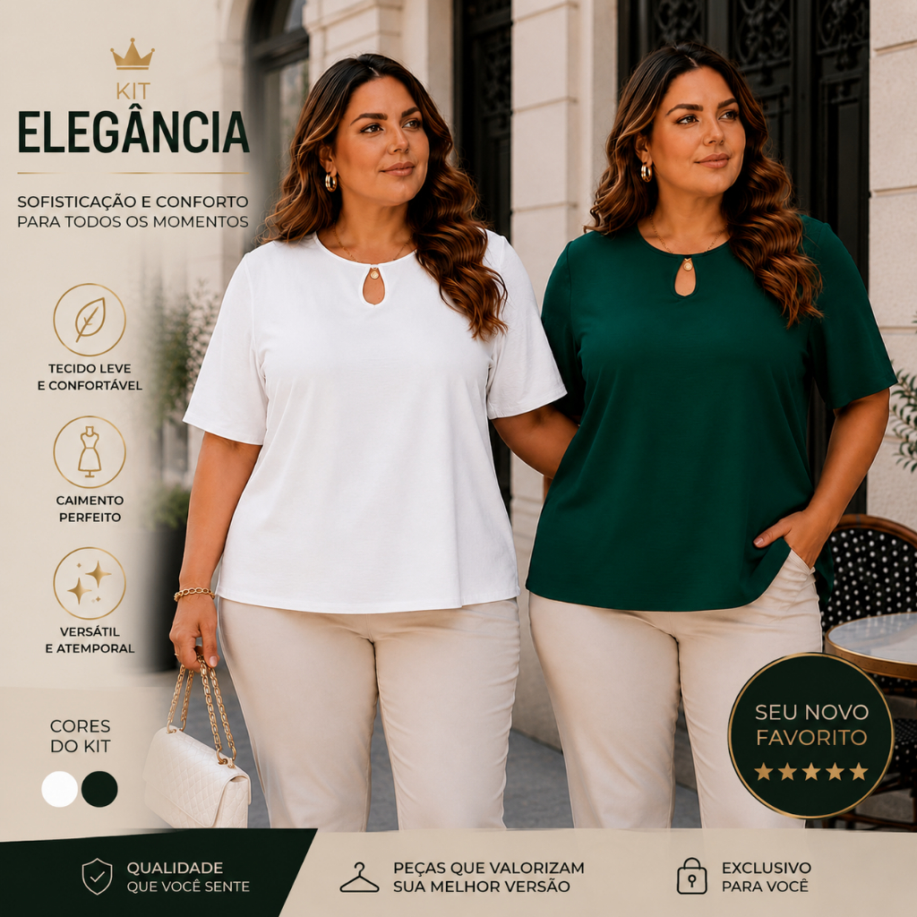 Kit 2 Blusas Femininas Plus Size Casual Chic Confortável e Versátil pronta entrega