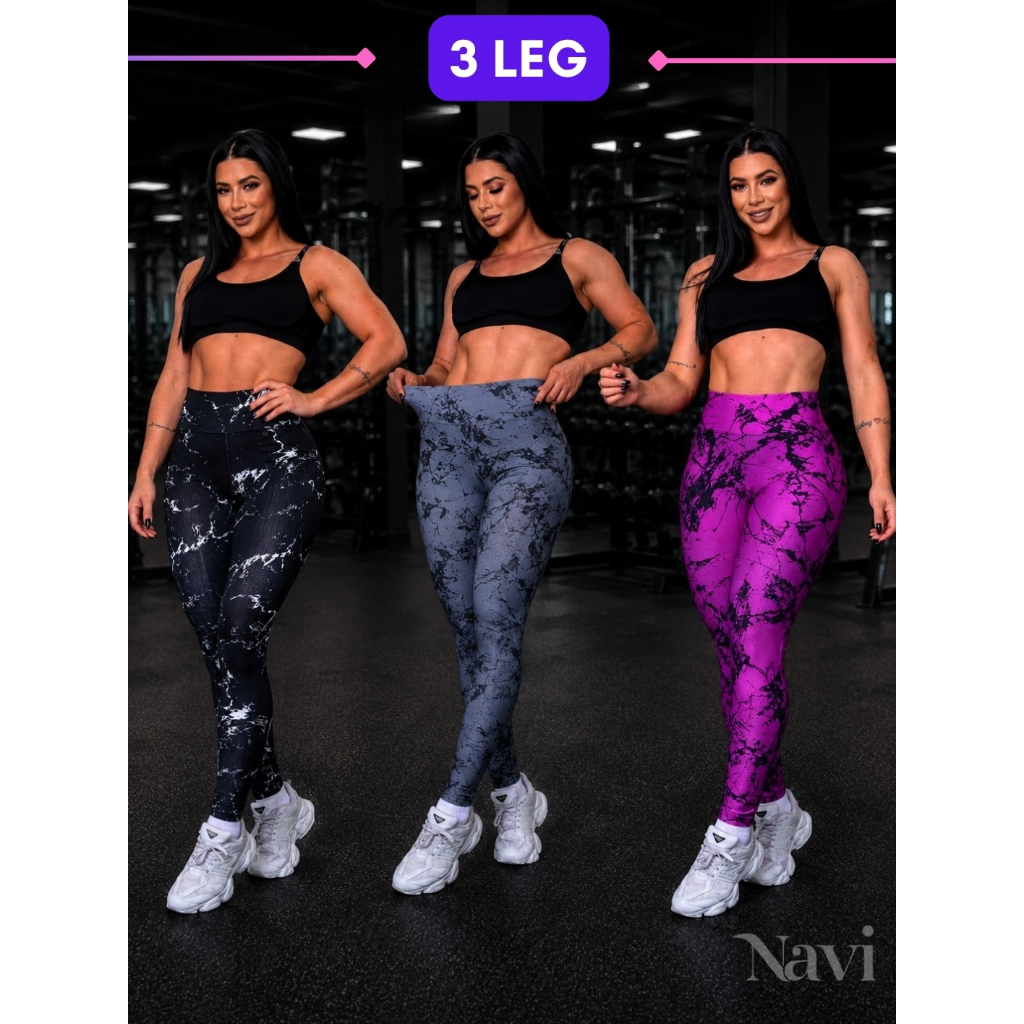 3x Calça Legging Feminina Academia Fitness Yoga Treino Caminhada Suplex Premium - Zero Transparência