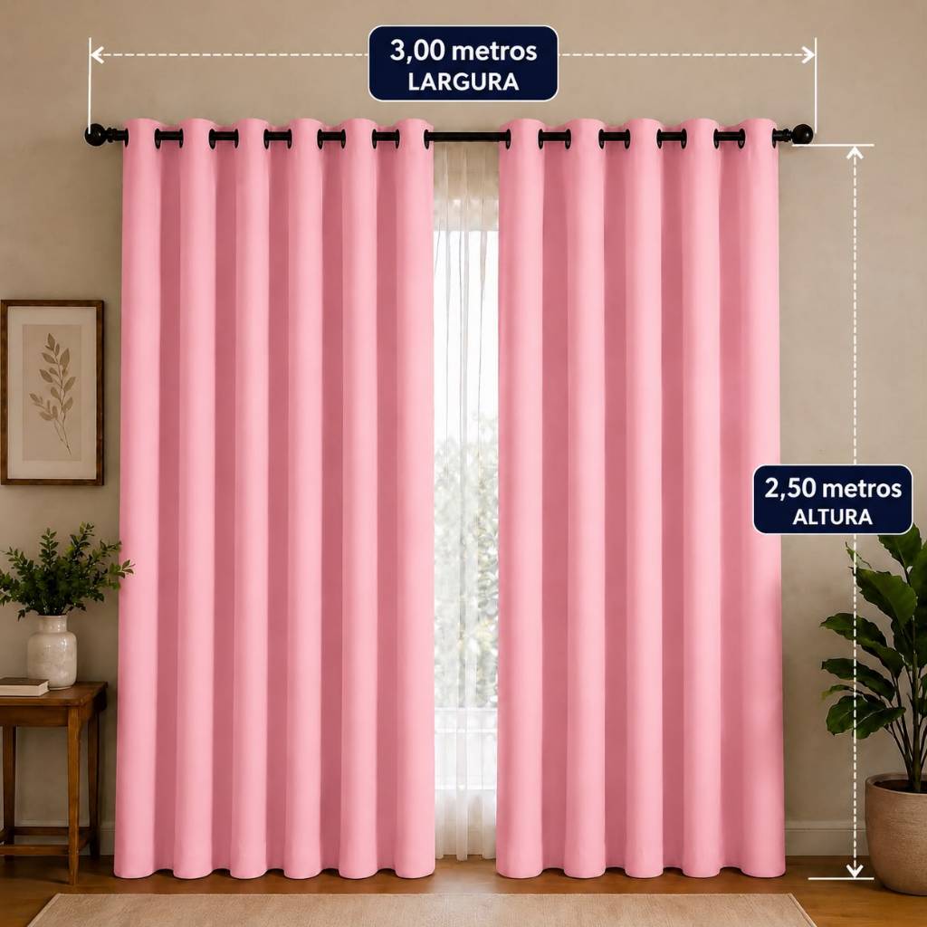 Cortina Premium 3,00m x 2,50m – Elegância e Sofisticação para Sala, Quarto e Escritório Transforme seus ambientes com a