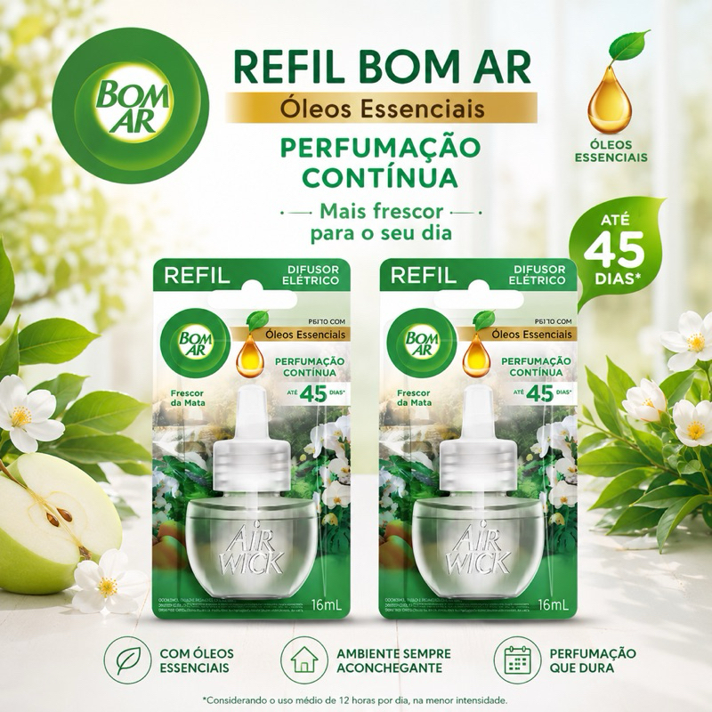 KIT 2 REFIL de Difusor Bom Ar| Fragrâncias Frescor da Mata 16ml cada