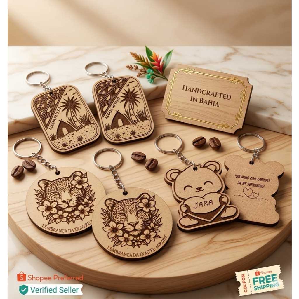 Chaveiro Personalizado MDF Cortado a Laser Lembrancinha Casamento Aniversário Eventos Corporativos