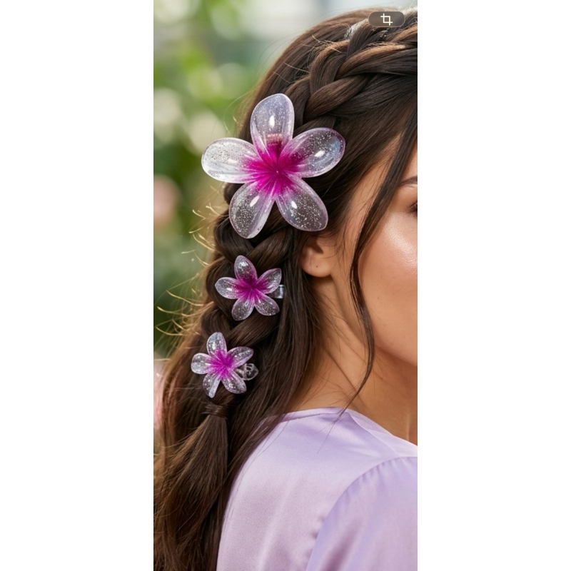 KIT 3 PEÇAS GRAMPO DE CABELO FLOR TRANSPARENTE ACESSÓRIOS PARA CABELO PRESILIA PARA CABELO PIRANHA PARA CABELO