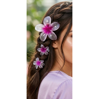 KIT 3 PEÇAS GRAMPO DE CABELO FLOR TRANSPARENTE ACESSÓRIOS PARA CABELO PRESILIA PARA CABELO PIRANHA PARA CABELO