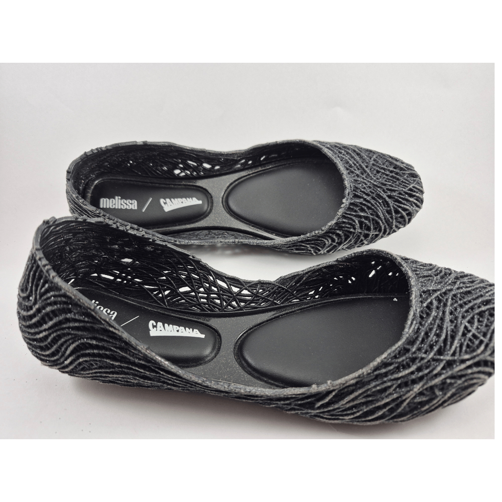 Melissa Campana Flow Original Preta Glitter Feminina Sapatilha Tam 35 Usada