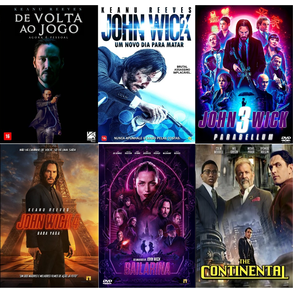 John Wick (dual áudio) - 5 filmes em DVD + The Continental 1a temporada completa DVD