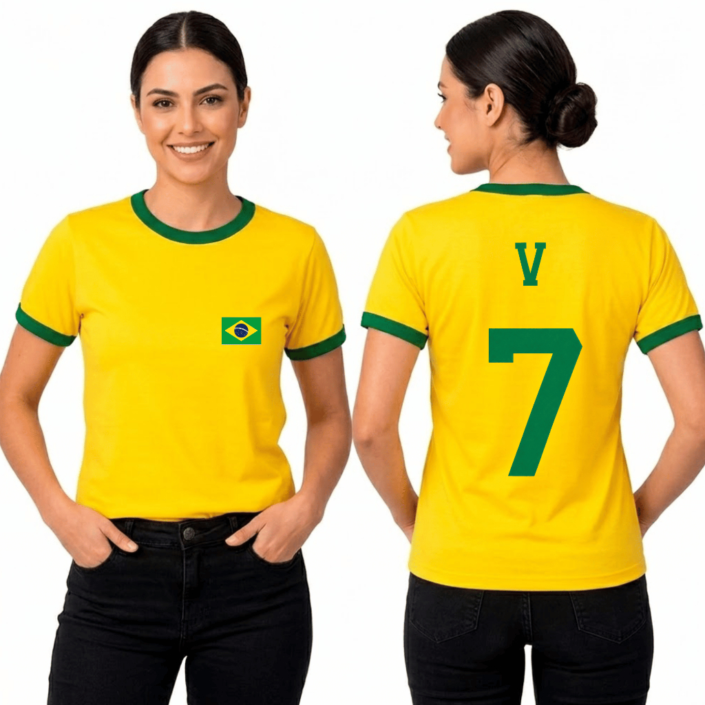 Blusa BTS Jungkook RM Jin Seleção Copa do Mundo BR Brasileiro Unissex Estampada P ao G
